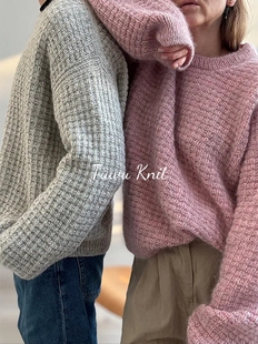 栅栏 华夫格套衫 棒针编织中文文字解说明 非视频 男女同款