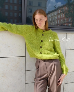 女士大平针简约毛衣编织中文图解文字说明 李可开衫