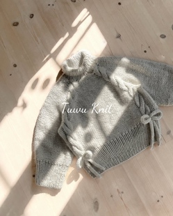 粗针麻花蝴蝶结翻领毛衣棒针编织英文字解说明 非视频 中|英文