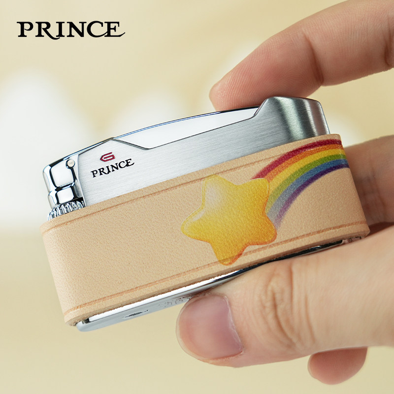 prince真皮时尚砂轮创意打火机