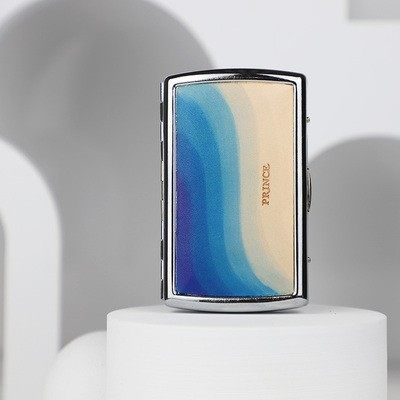 日本王子prince20支/12支/14支细支装银色拉丝铜真皮便携男士烟盒