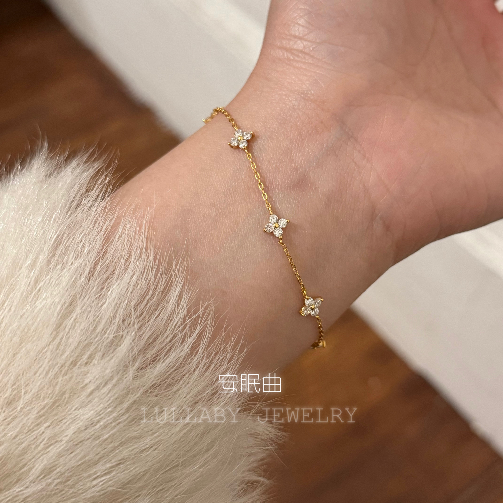 叠戴满分！洗手不掉色日式轻奢5颗四叶草纤细s925纯银百搭手链女