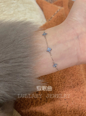 三月生辰石 洗手不用摘！四叶草手链女s925纯银小众轻奢ins风手饰