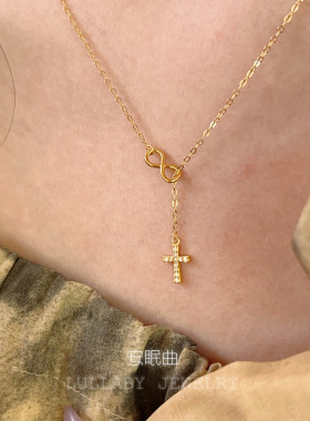 安眠曲s925纯银十字架锁骨链项链