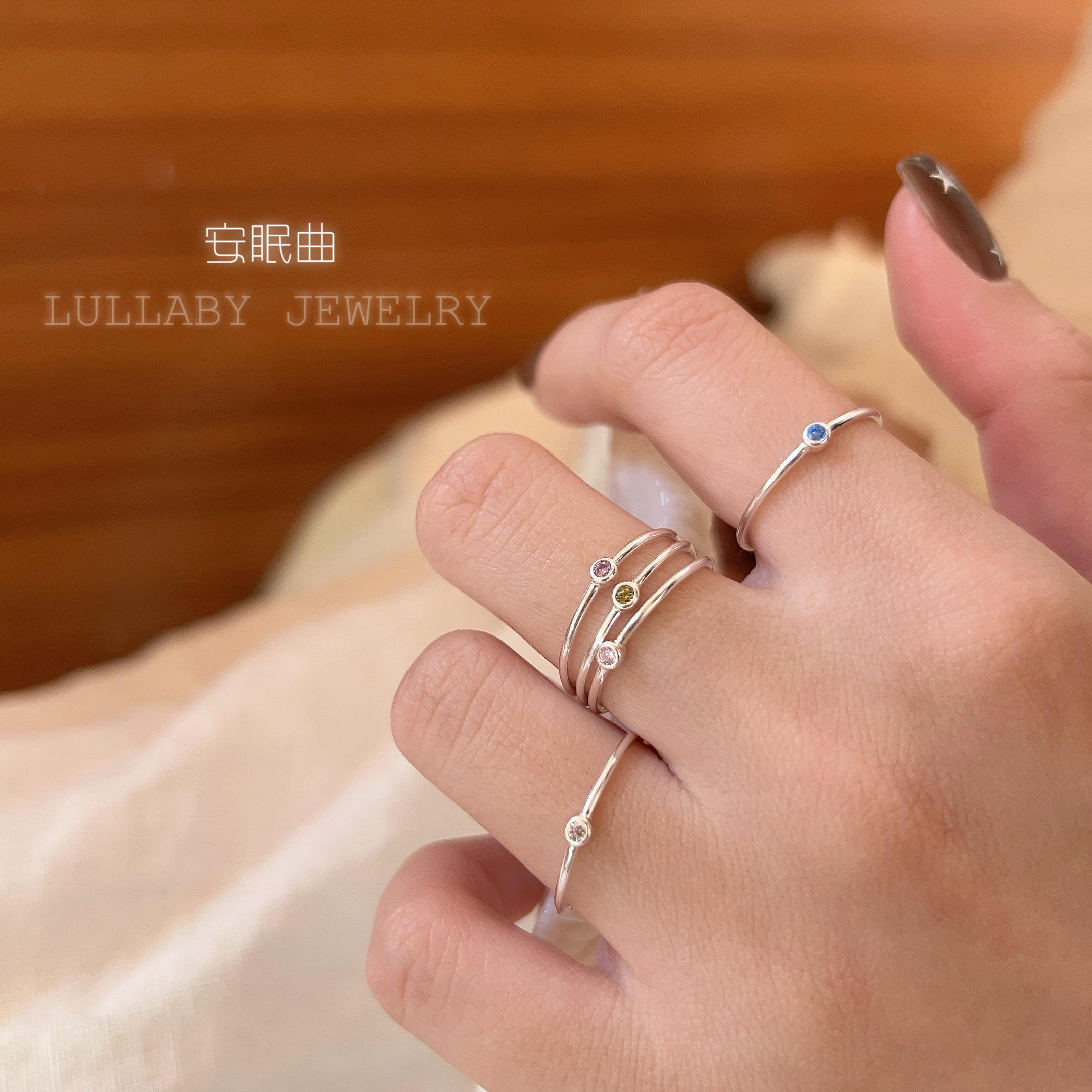 韩女s925纯银小众设计感闪钻戒指