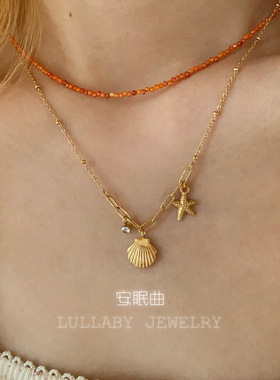 安眠曲钛钢贝壳海星项链