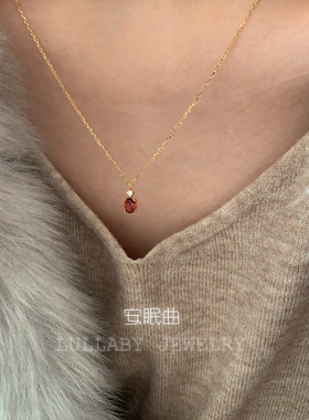 天然石榴石S925莫桑钻项链锁骨链