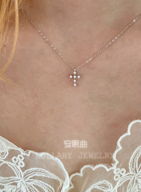 bi入！洗澡不用摘！s925纯银十字架信仰锁骨链小众设计高级感项链