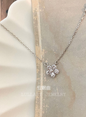 好玩！钻会转动的小花 s925纯银不掉色轻奢花朵项链女小众锁骨链