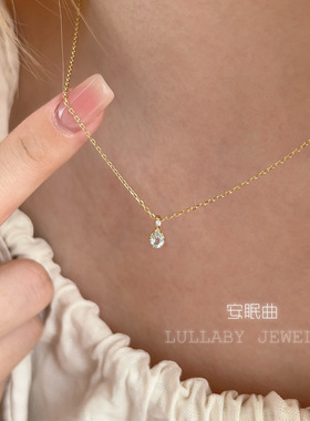 天然蓝托帕石s925纯银项链锁骨链