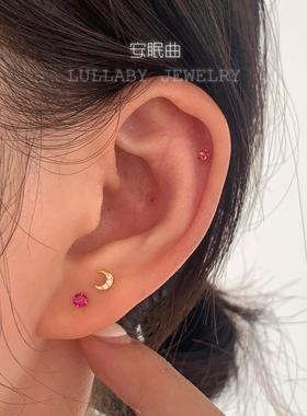 超显白！养耳洞bi入～s925纯银防过敏迷你隐形镶钻小巧ins耳钉女