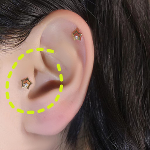 小耳朵耳钉星星微镶钻耳骨钉纯银多耳洞耳环睡觉不用摘平底耳屏钉