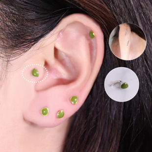 牛油果小耳朵专用纯银耳钉L型平底耳骨耳屏钉无需耳堵90度耳门钉