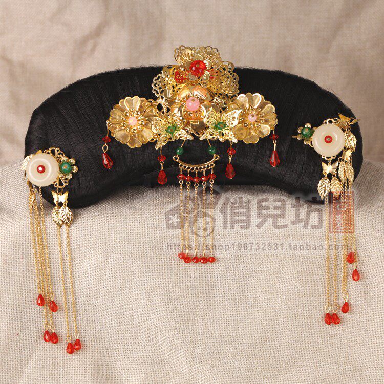 华丽头饰清宫格格旗头清朝满族妃子贵妃皇后帽古装造型摄影饰品