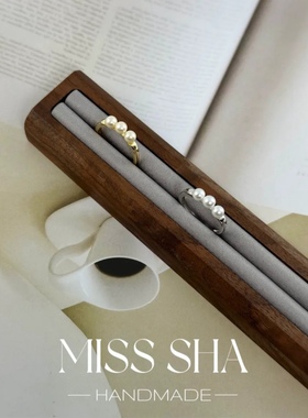 迷你平衡木 小清新ins风人造仿珍珠简约开口可调节戒指