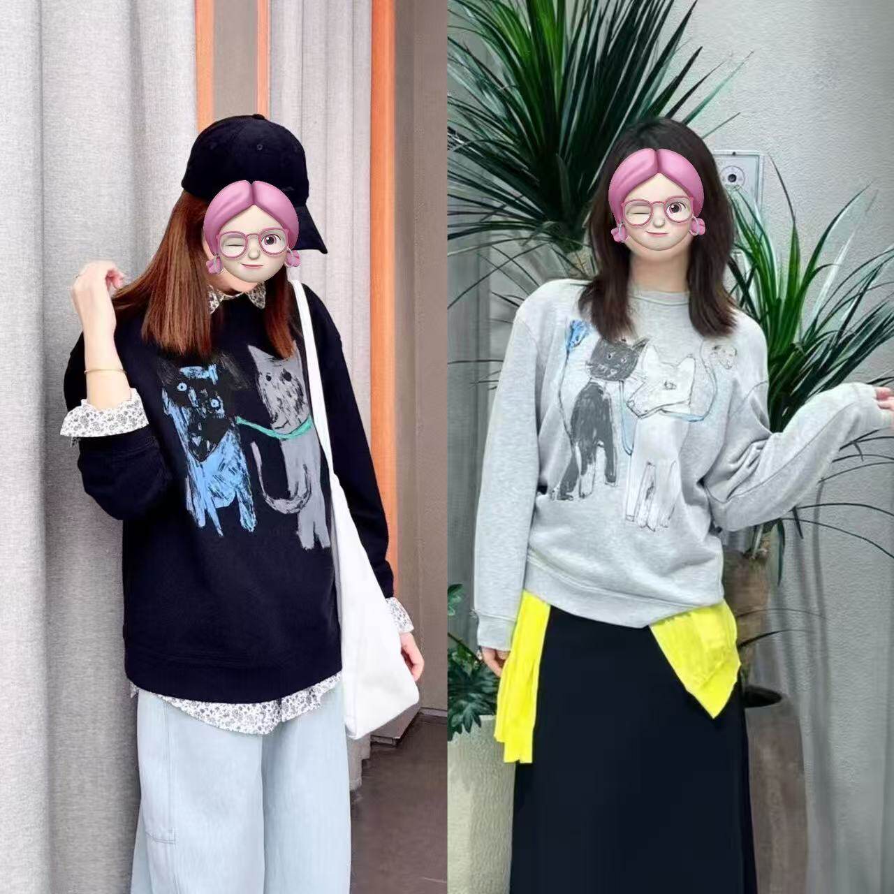 萌宠趣味印花韩系百搭全棉卫衣女