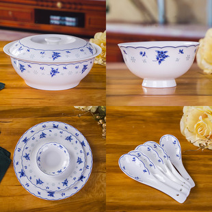 景德镇陶瓷釉中彩青花骨瓷餐具米饭碗面汤碗菜盘碟勺中式可微波炉