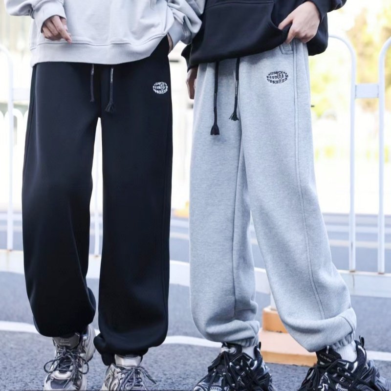 断码特价冬款男大童针织加绒运动裤初高中学生一体绒休闲加厚卫裤