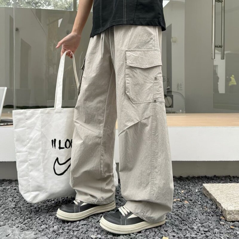 格林春款2026男大童宽松休闲工装裤潮流青少年学生弹力抽绳直筒裤