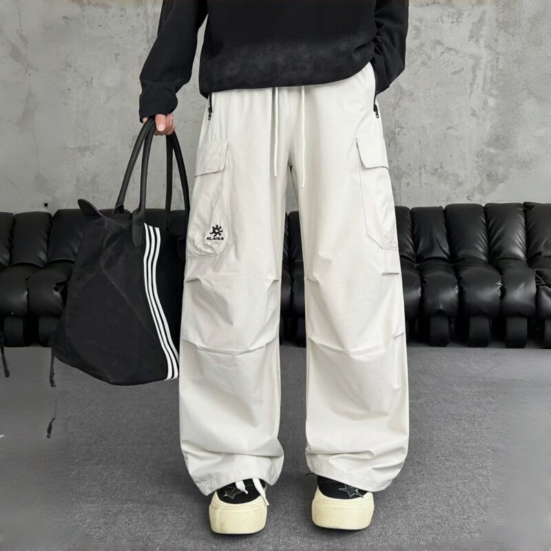 春款2026末班车男大童棉布工装伞兵裤潮青少年学生直筒抽绳休闲裤