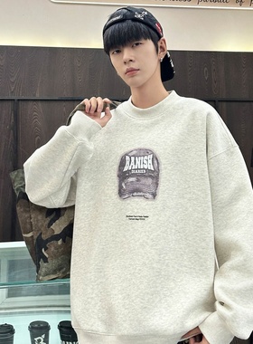 2025冬装新款乔迪丹娜男大童青少年一体绒休闲学生印花加绒卫衣潮