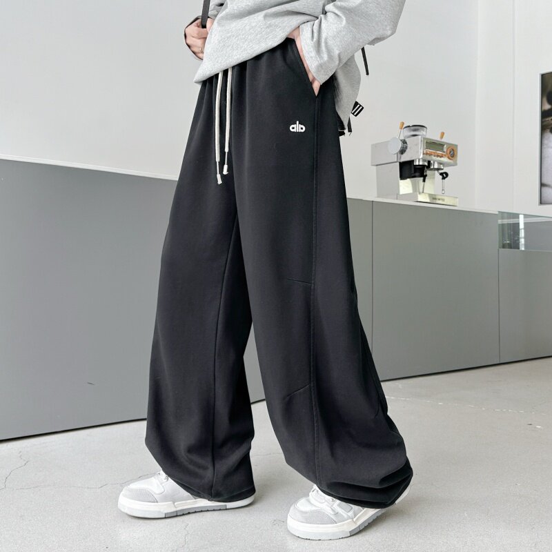 淘奇猫春款2026男大童砂洗工艺针织运动裤潮牌青少年弯刀抽绳卫裤