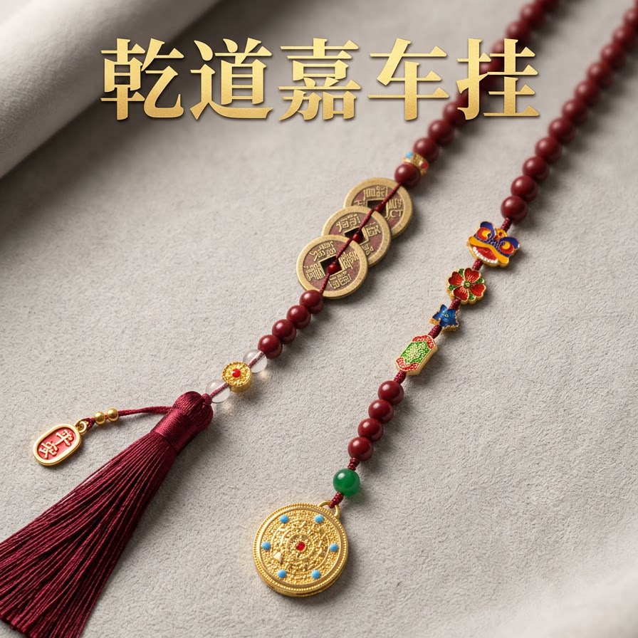 钱到家八宝罗盘流苏车挂招财平安