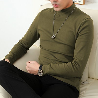 弹力不起球不变形中领长袖T恤
