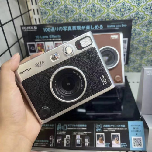 富士拍立得minievo黑色棕色可存储预览选择打印直连手机 一次成像