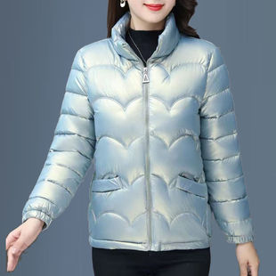 秋冬妈妈装免洗羽丝棉衣服大码显瘦中老年女装短款小棉袄外套棉服