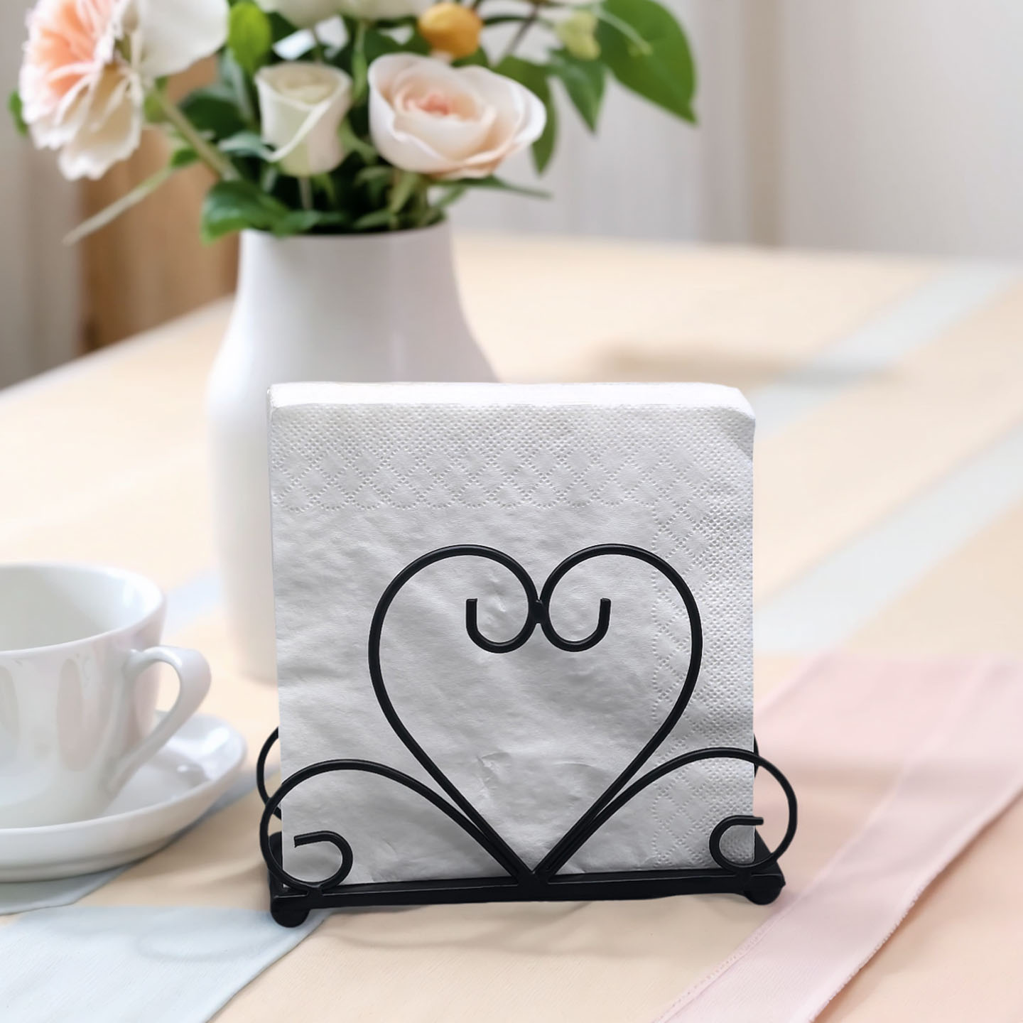 欧式铁艺心形西餐厅咖啡馆纸巾架