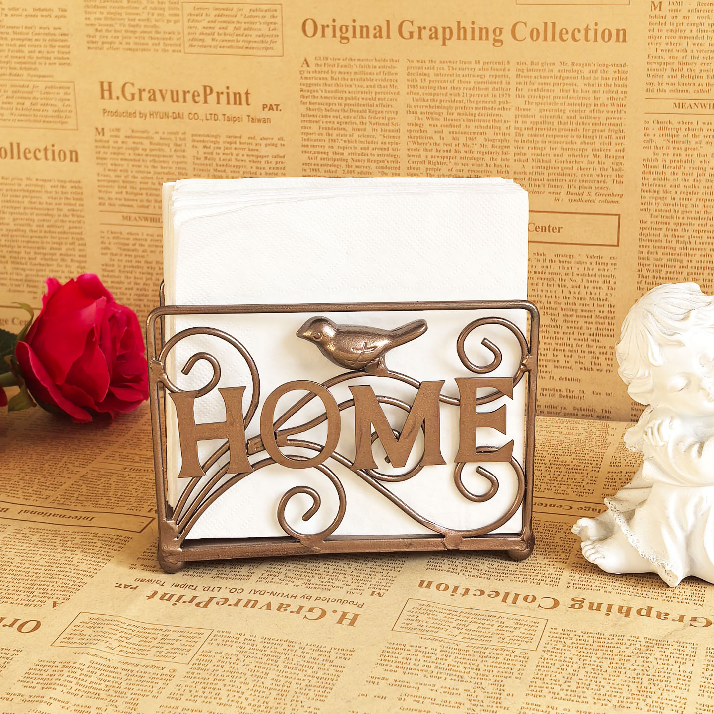 铁艺小鸟纸巾架桌面餐巾纸夹创意