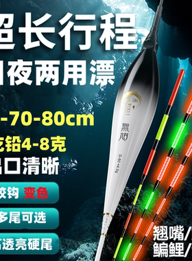 超长翘嘴行程夜光漂日夜两用浮漂鲢鳙大物青鱼6080cm粗醒目电子漂