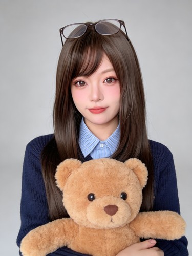 星屿洋光夏季轻盈透气假发女圆脸适用JK风长发全头套自然甜美无痕