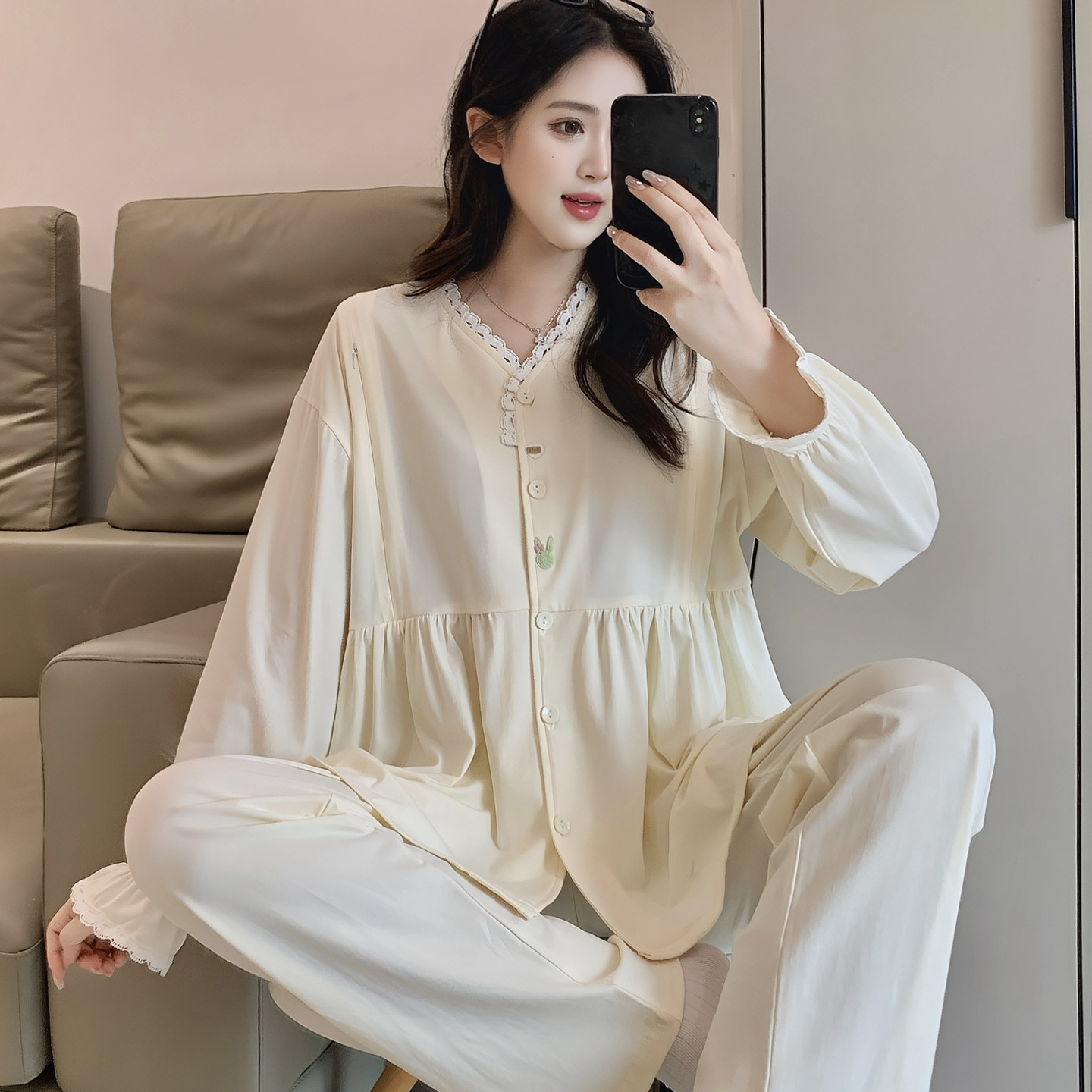 入院待产月子服纯棉全棉吸汗春秋产后产妇家居哺乳期孕妇睡衣夏季,孕妇装/孕产妇用品/营养,家居服套装,淘宝优惠券,粉丝福利购,淘宝优惠卷