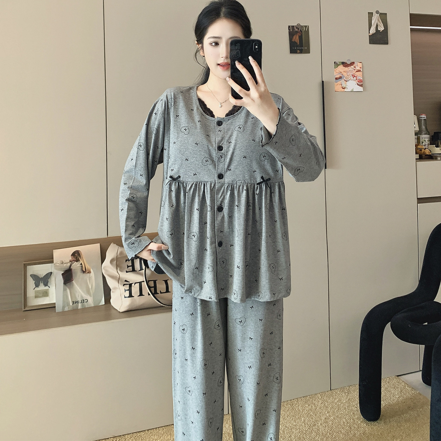 月子服春秋款免穿内衣哺乳带胸垫睡衣产后纯棉喂奶孕妇产妇待产服,孕妇装/孕产妇用品/营养,家居服套装,淘宝优惠券,粉丝福利购,淘宝优惠卷