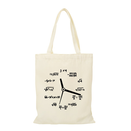 趣味数学公式闹钟印花帆布包