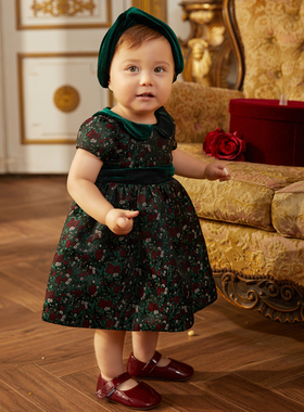 女童秋装连衣裙2022新款宝宝公主裙发带百天礼盒周岁礼服生日礼物