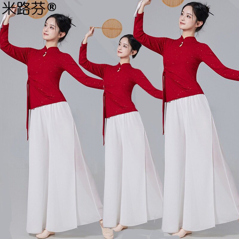 新款立领古典舞服广场舞蹈服装长袖中国舞服装扇子舞练功表演出服
