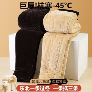 金丝绒外穿妈妈装保暖裤中老年驼绒棉裤女士高腰加棉加厚冬季奶奶