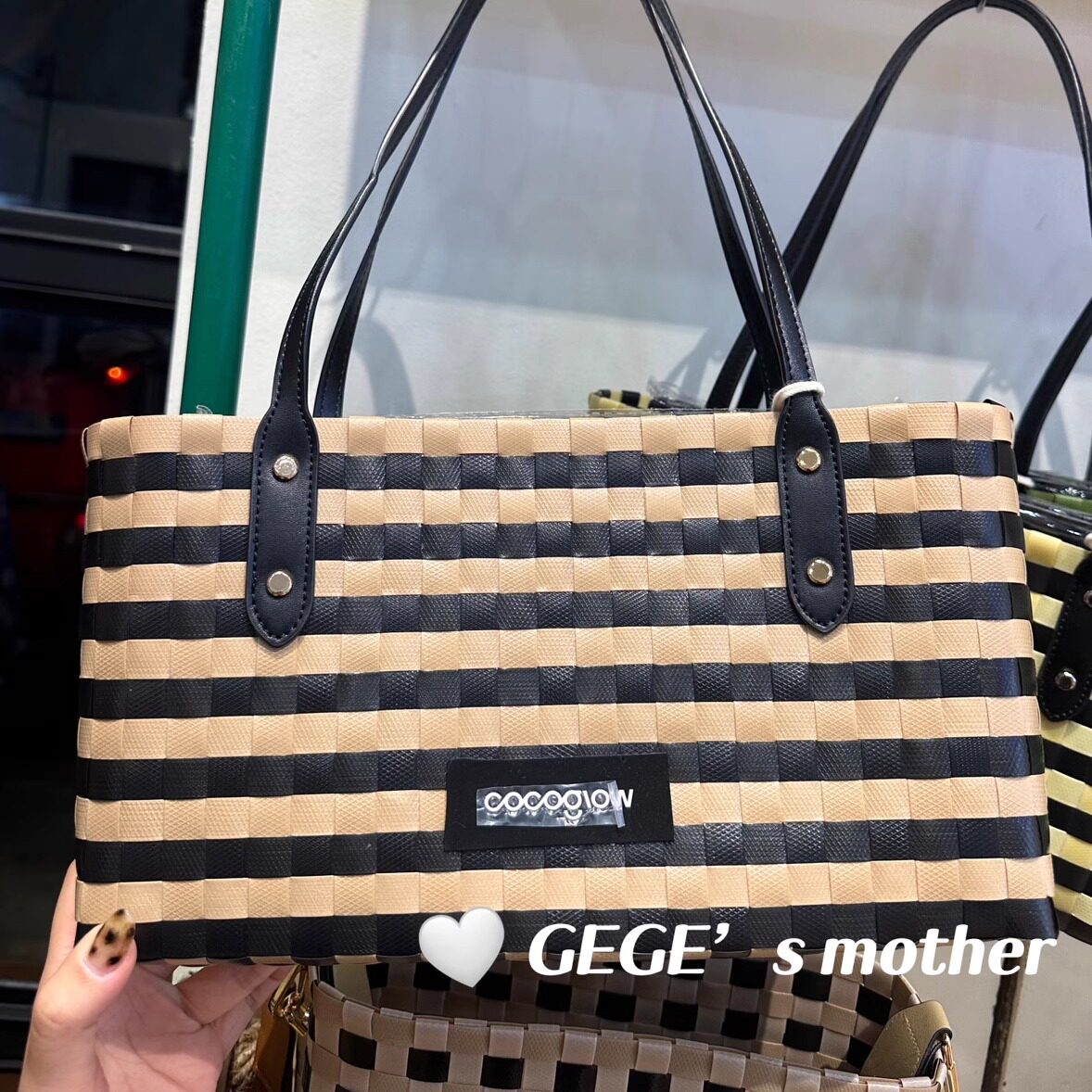 【上新】泰国cocoglow波士顿皮带编织女包单肩手提条纹格正品代购图片