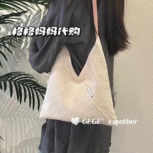 泰国清迈小号Madam三角包代购格纹秋冬帆布单肩手提挎包