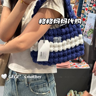 泰国网红goodgoods挎包手工编织包小众手提包条纹包格纹