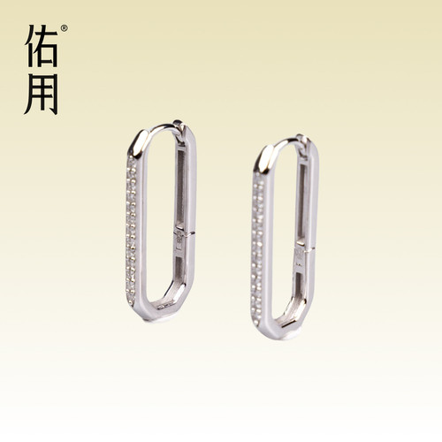 佑·棂纯银镀金两戴白钻耳环