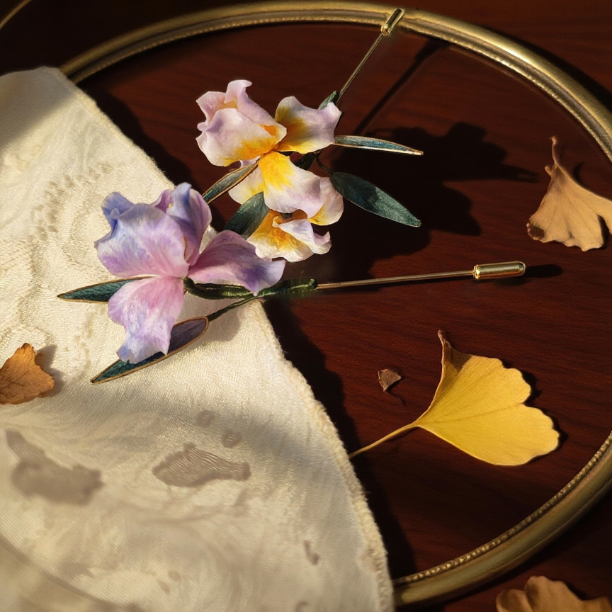 非遗绒花手工掐丝胸针送老师礼品