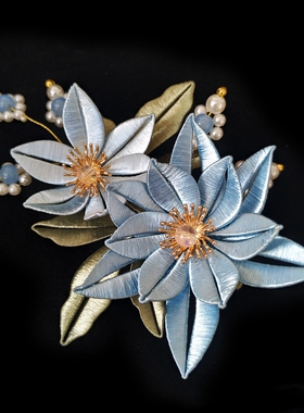 手工缠花发梳插梳白色玉兰头饰清新发饰女高级感汉服宋制配饰气质