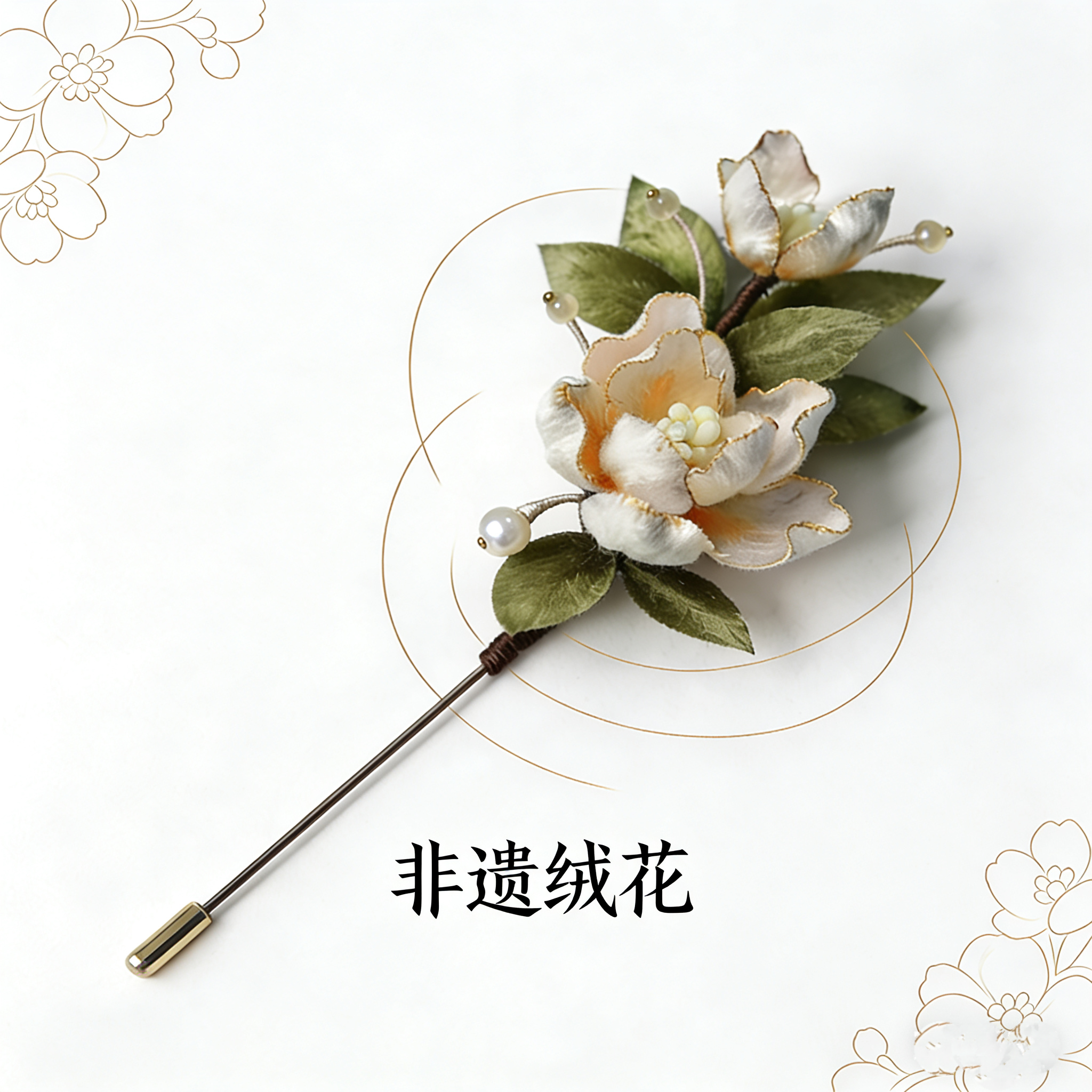 国色芳华原创设计中国非遗绒花胸针女国风设计感小众手工胸针送礼,饰品/流行首饰/时尚饰品新,胸针,淘宝优惠券,粉丝福利购,淘宝优惠卷