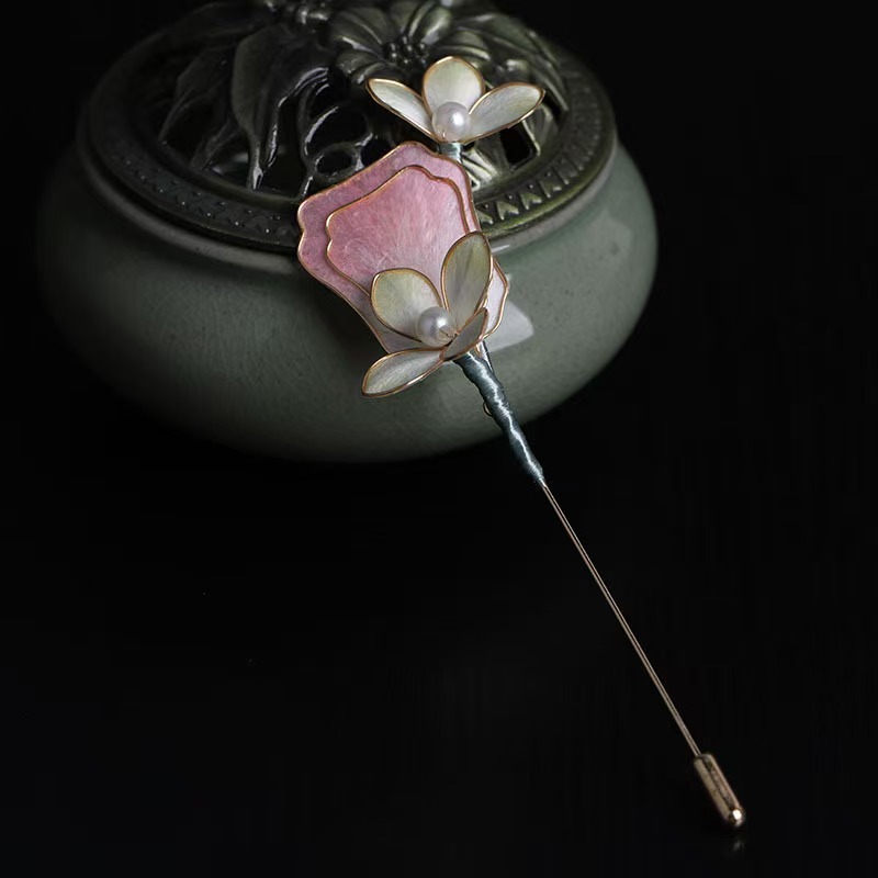 国风非遗绒花胸针饰品中式礼物