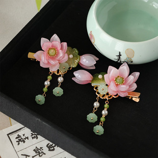 手工侧耳发夹高端精致侧边流苏边夹额头发饰前额耳边发卡国风头饰