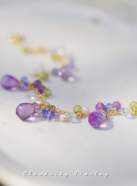 春野 Cloudcity原创设计精致春日新款渐变紫水晶14K注金手作手链